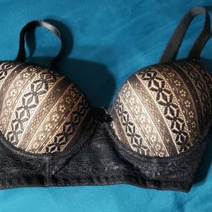 Black and nude/cream lace look bra 38D